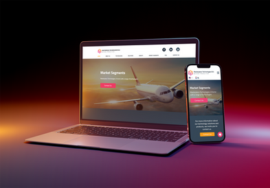Masterpiece Technologies website displayed on laptop and phone mockup with aircraft imagery
