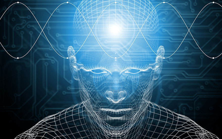 Computer Sketch. Head wireframe. Artificial Intelligence concept.