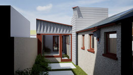visualization of rear extension including external insulation and bird box facade