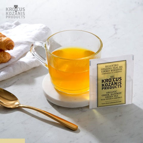 Botana & Tea - Organic Saffron Herbal Tea: Green Tea Ginger, Liquorice & Greek S