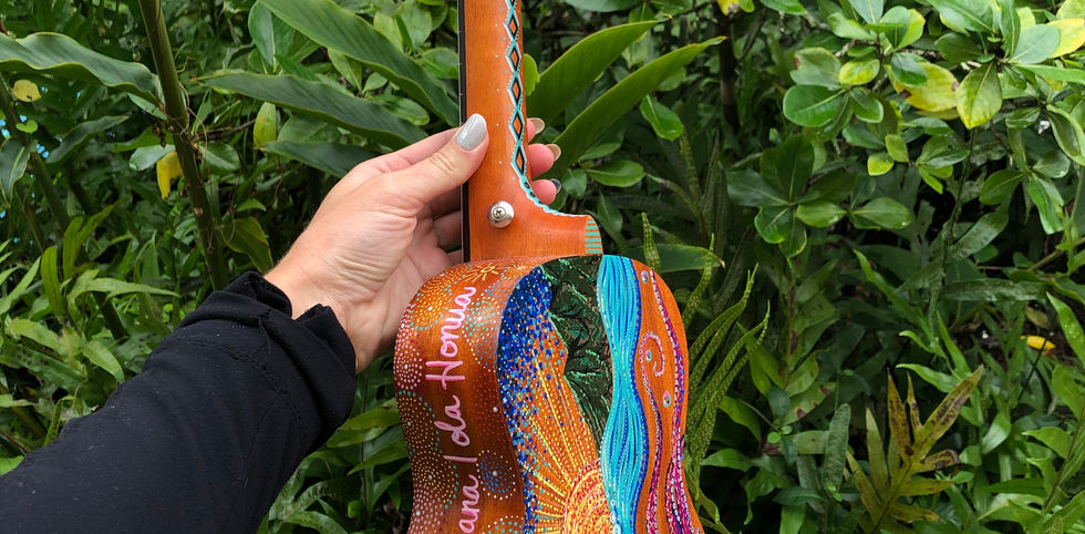 ukulele art, jessica ripp, ripptide art, posca art, oahu, hawaii, tropical, one of a kind