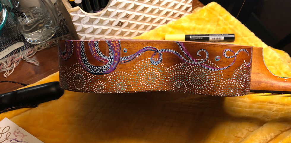 ukulele art, jessica ripp, ripptide art, posca art, oahu, hawaii, tropical, one of a kind, custom ukulele