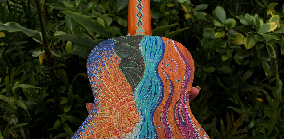 ukulele art, jessica ripp, ripptide art, posca art, oahu, hawaii, tropical, one of a kind