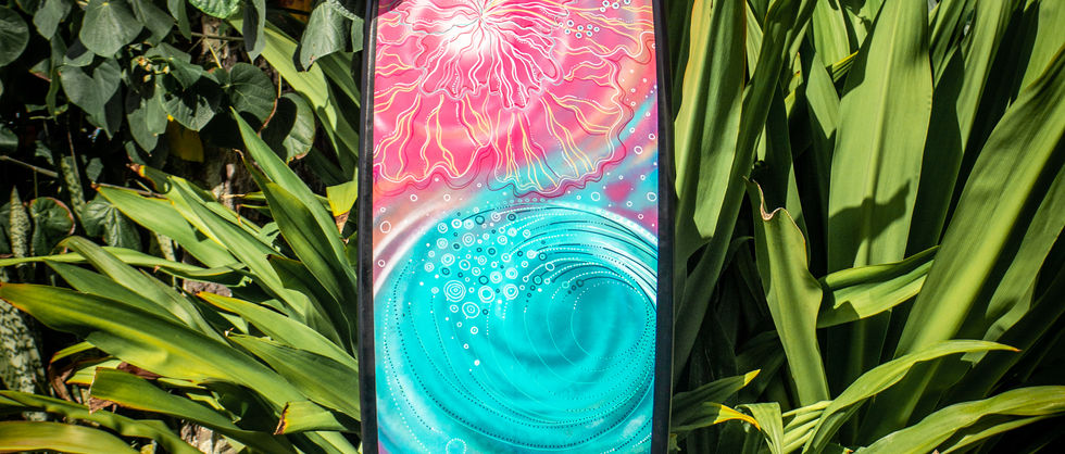 surfboard art, ripptide art, jessica Ripp, haku lei, hawaii, oahu, northshore