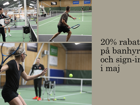 Spela och träna mer tennis i maj – kalaserbjudande från Mälarhöjdens Tennis!