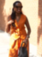 nardos posing in organe outfit