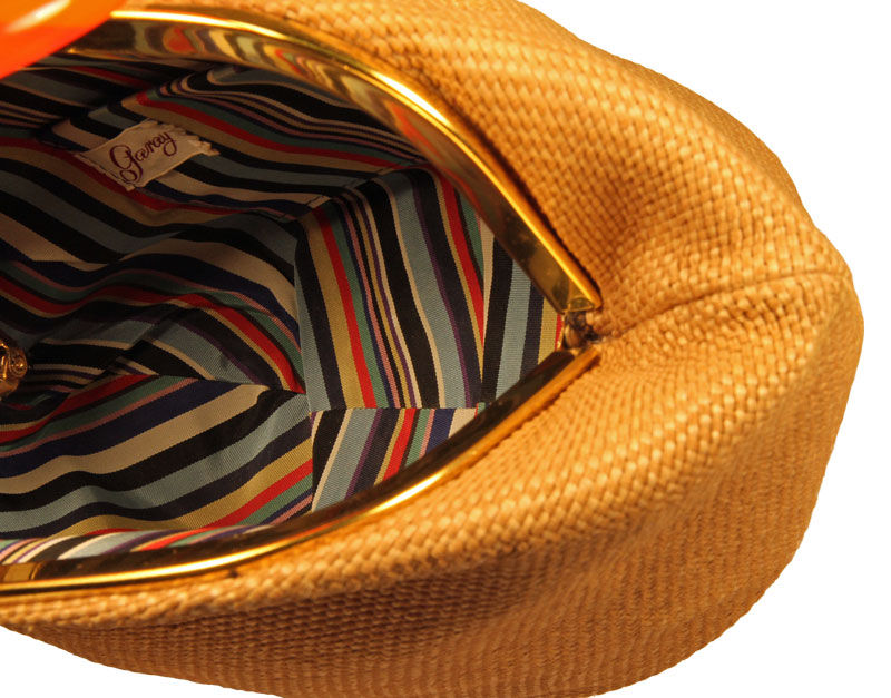 Thumbnail: Garay Burlap Fan Shape Purse With Lucite​