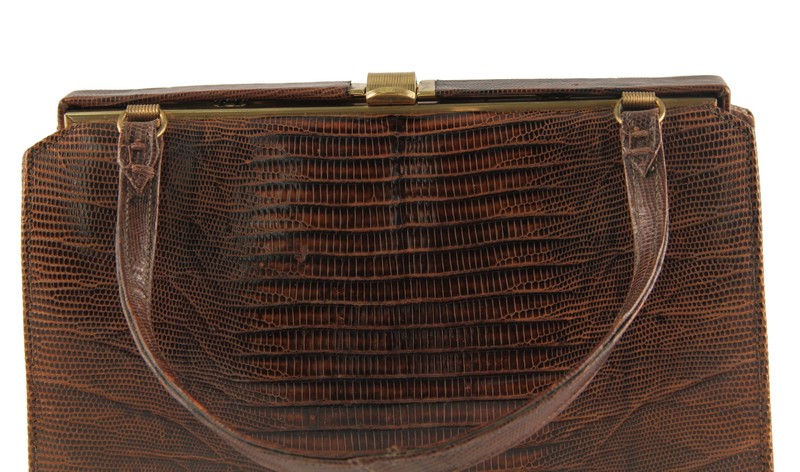 Thumbnail: Brown Sterling Lizard Kelly Purse