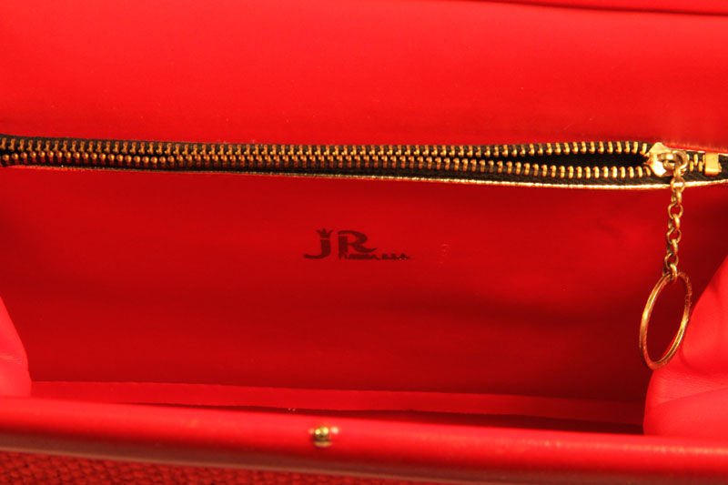 Thumbnail: JR Florida Large Red Burlap Kelly Purse