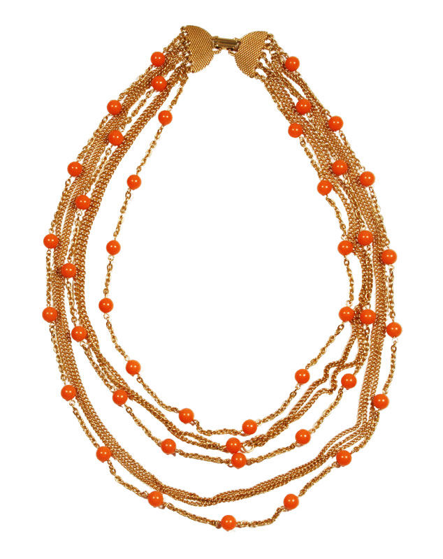 Thumbnail: Vintage Gold Toned Coral Beads