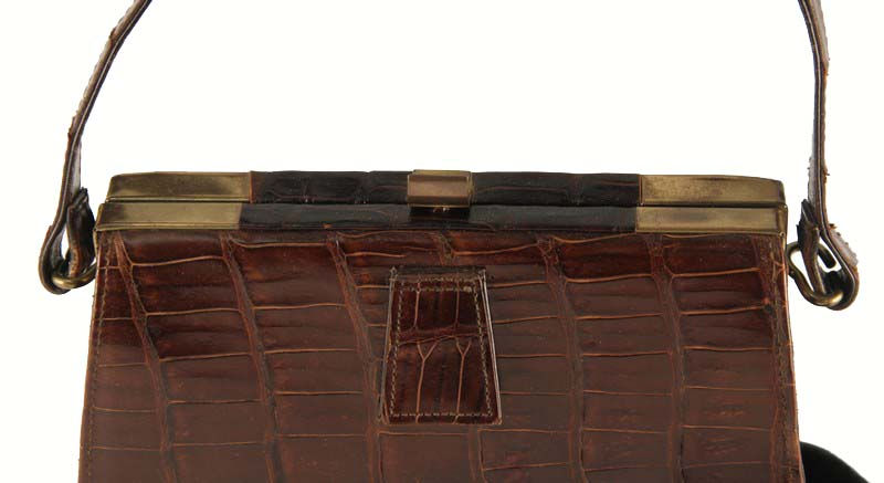 Thumbnail: Deco Style Brown Alligator Purse