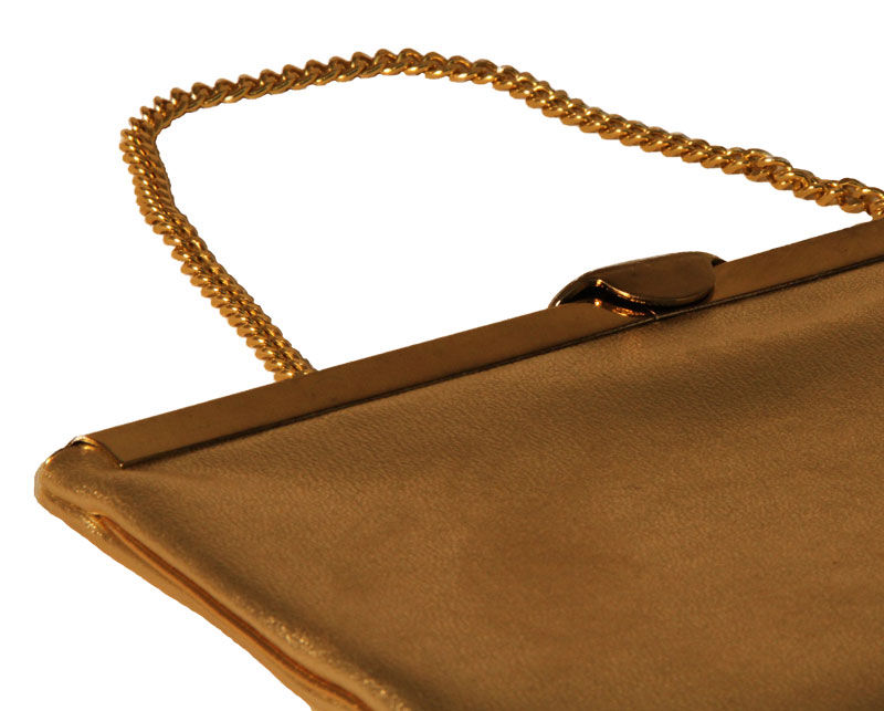 Thumbnail: Harry Levine Gold Leather Clutch