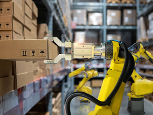 Automation in an ecommerce center via robotic arm.