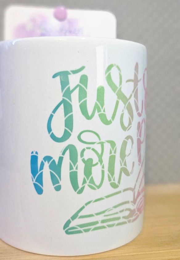 11oz One Last Page mug with Just One More text