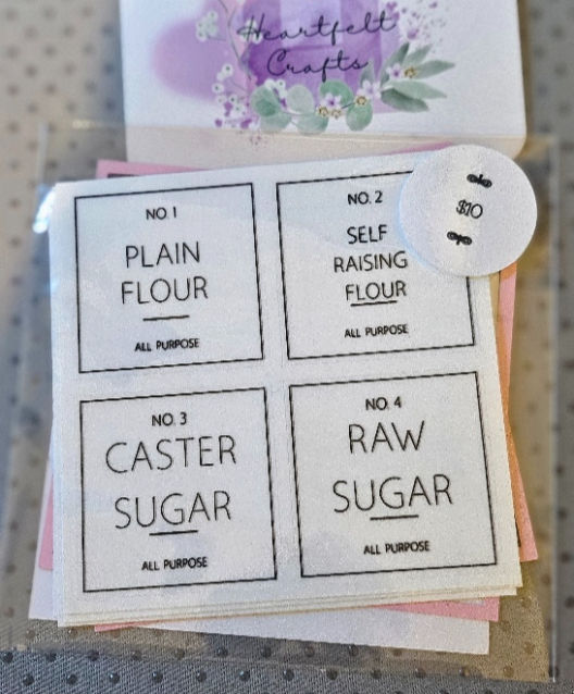Waterproof flour and sugar pantry labels in basic set