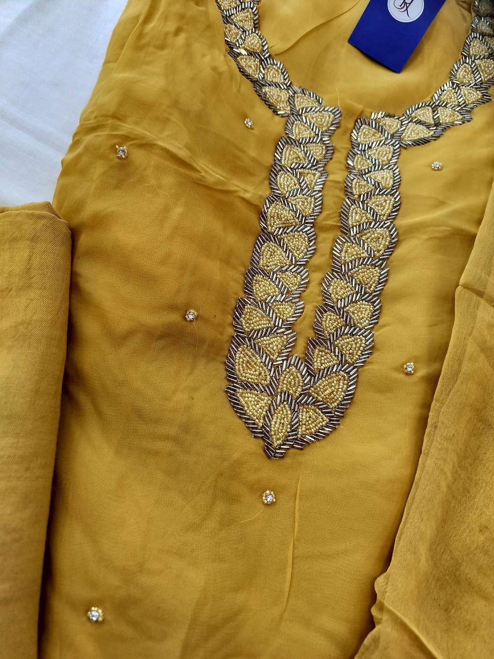 Thumbnail: Pure organza handwork unstitched suit 