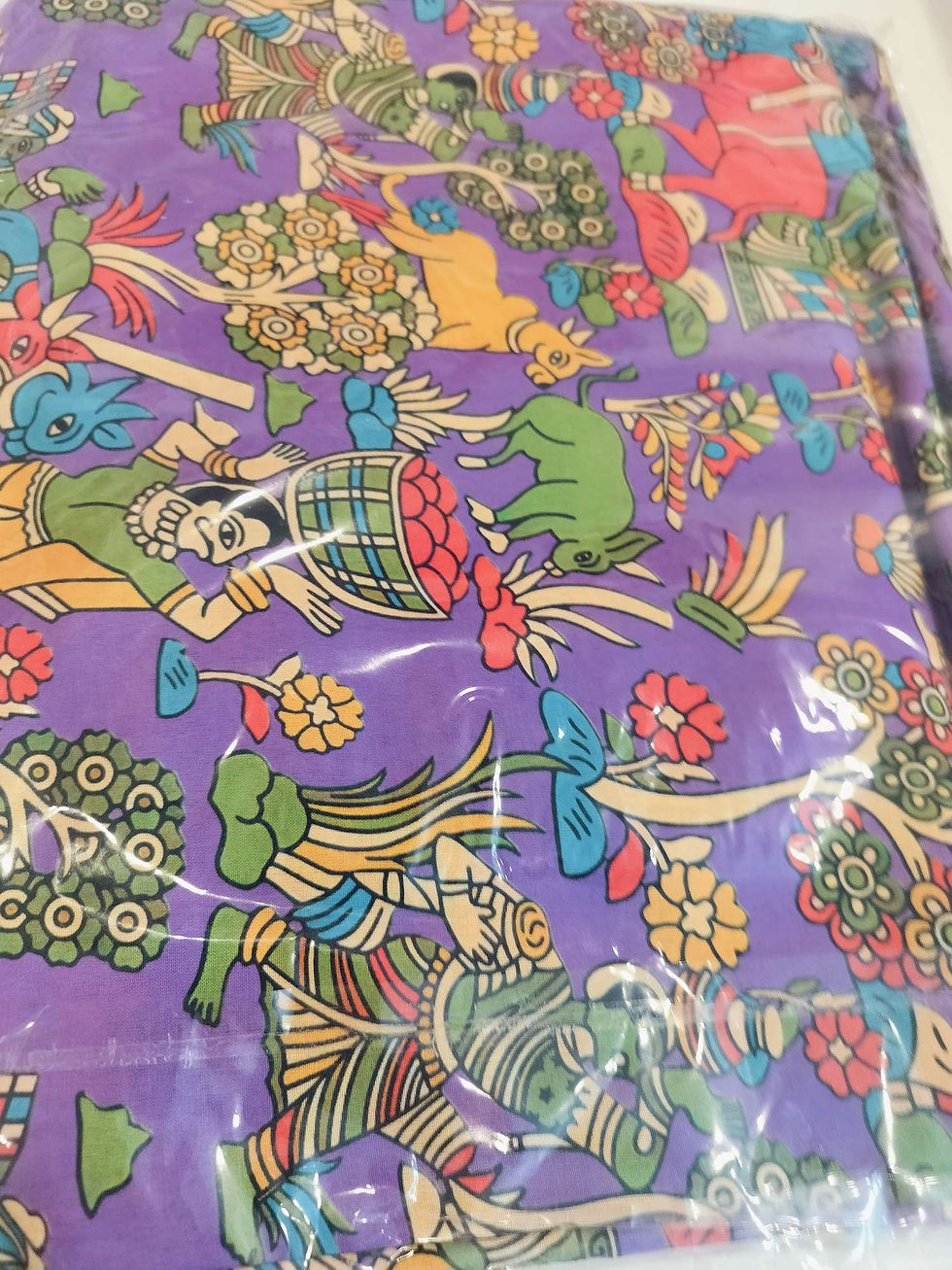 Thumbnail: Kalamkari all over unstitched muslin suits with dupatta 