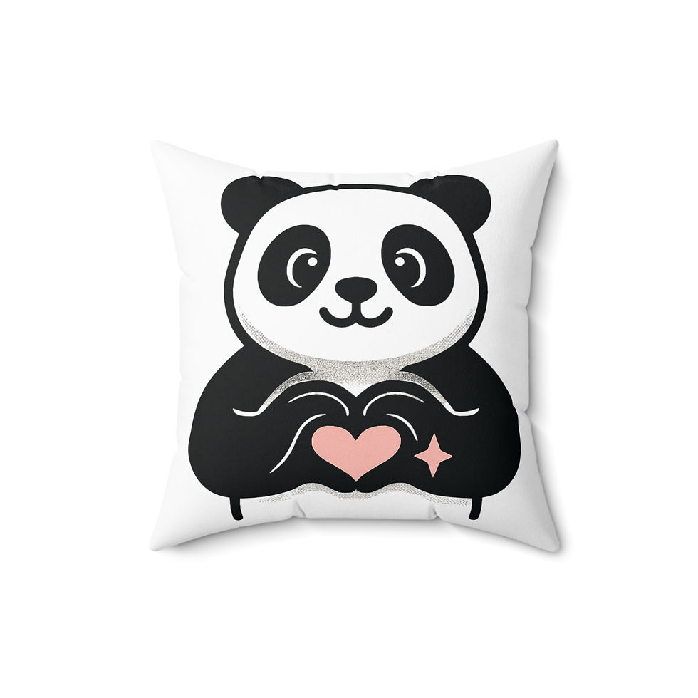 Thumbnail: You Are Loved Panda Throw Pillow — Cute Heart-Hand Decor Pillow
