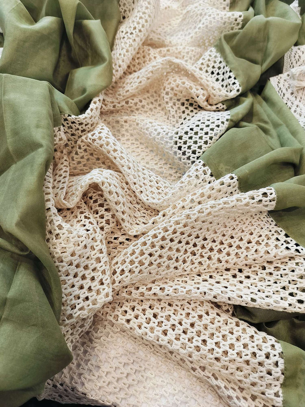 Thumbnail: Muslin crochet work unstitched suit 