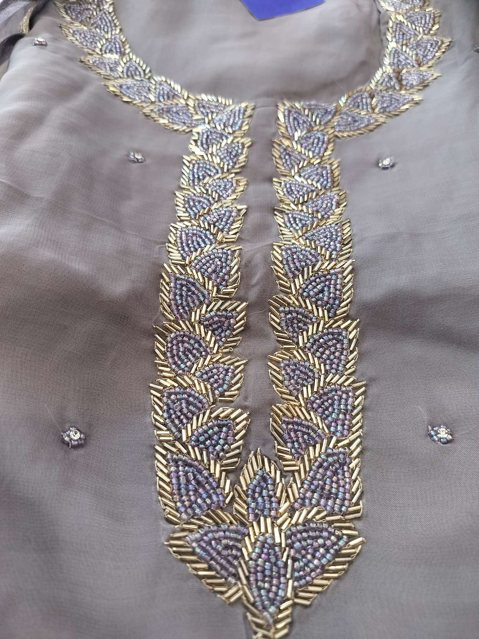 Thumbnail: Pure organza handwork unstitched suit 
