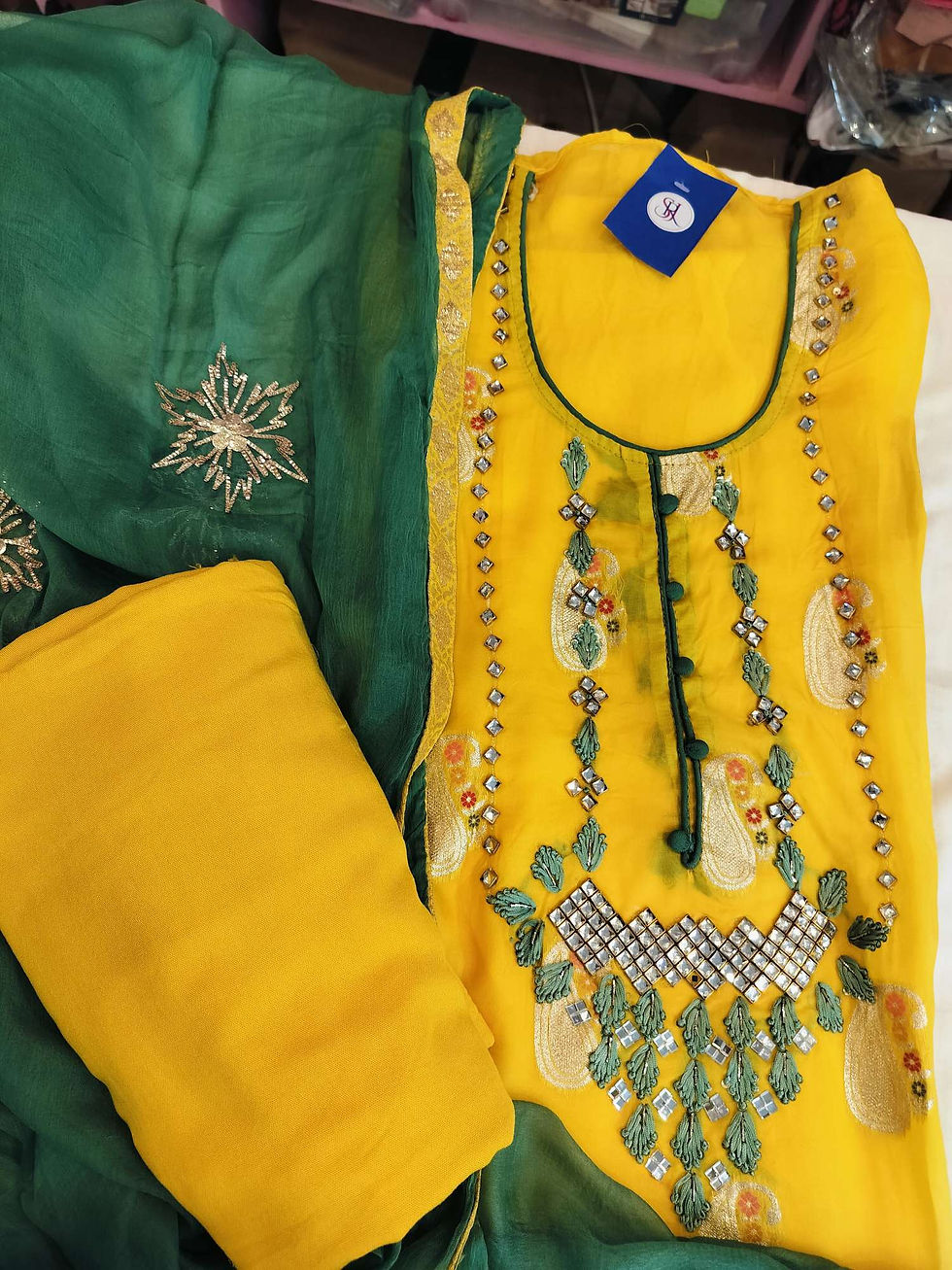 Thumbnail: Pure soft organza kundan work unstitched suit 