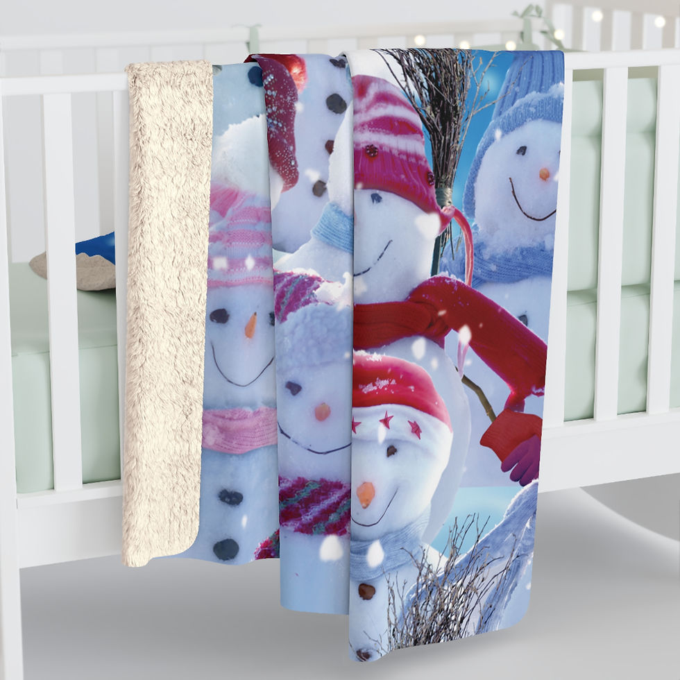 Thumbnail: Let It Snow Sherpa Blanket — Cozy Snowman Holiday Throw