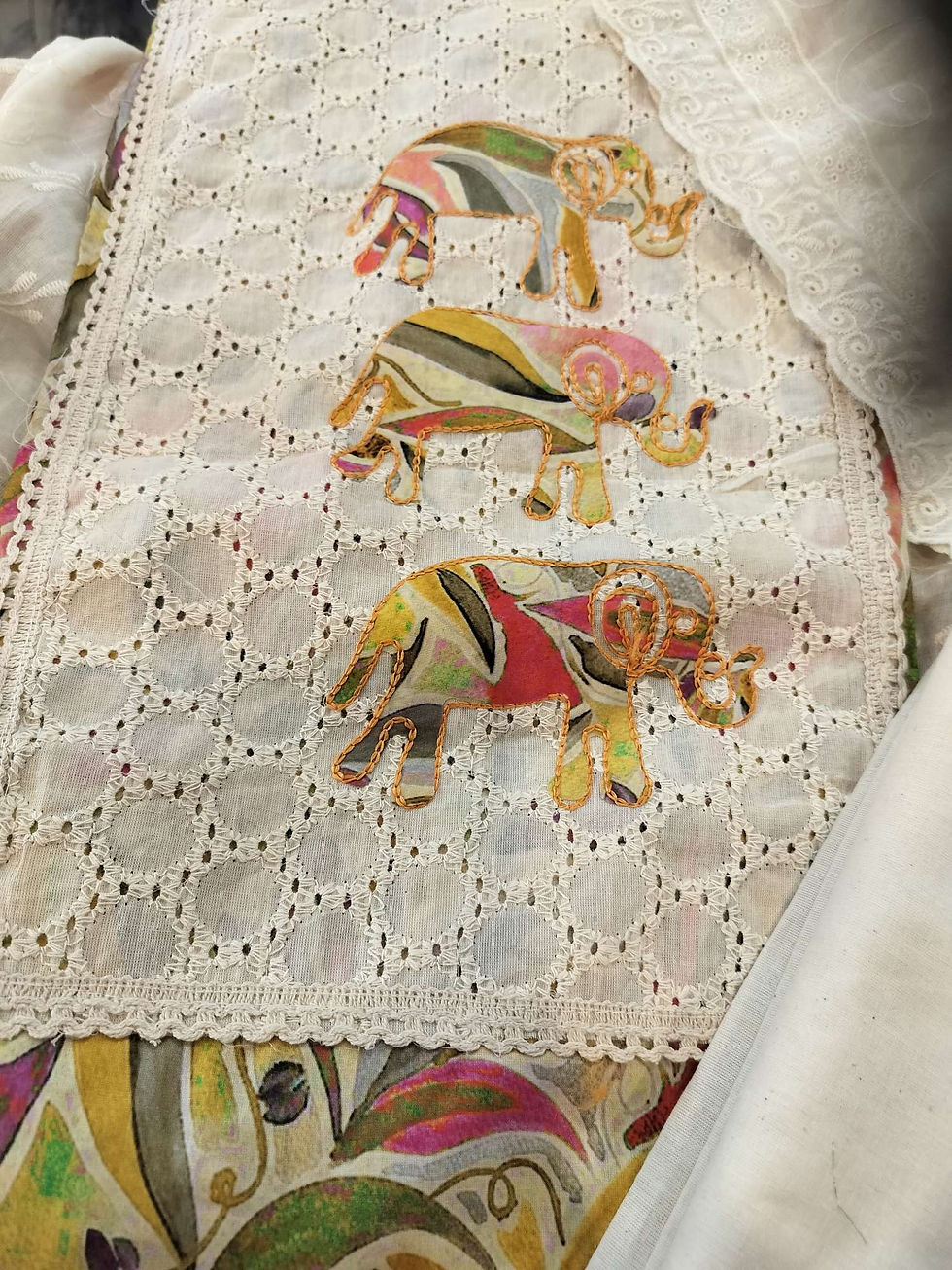 Thumbnail: Haquba chicken muslin unstitched suit 