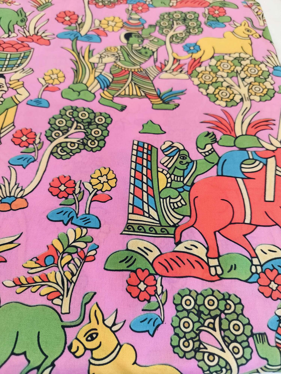Thumbnail: Kalamkari all over unstitched muslin suits with dupatta 