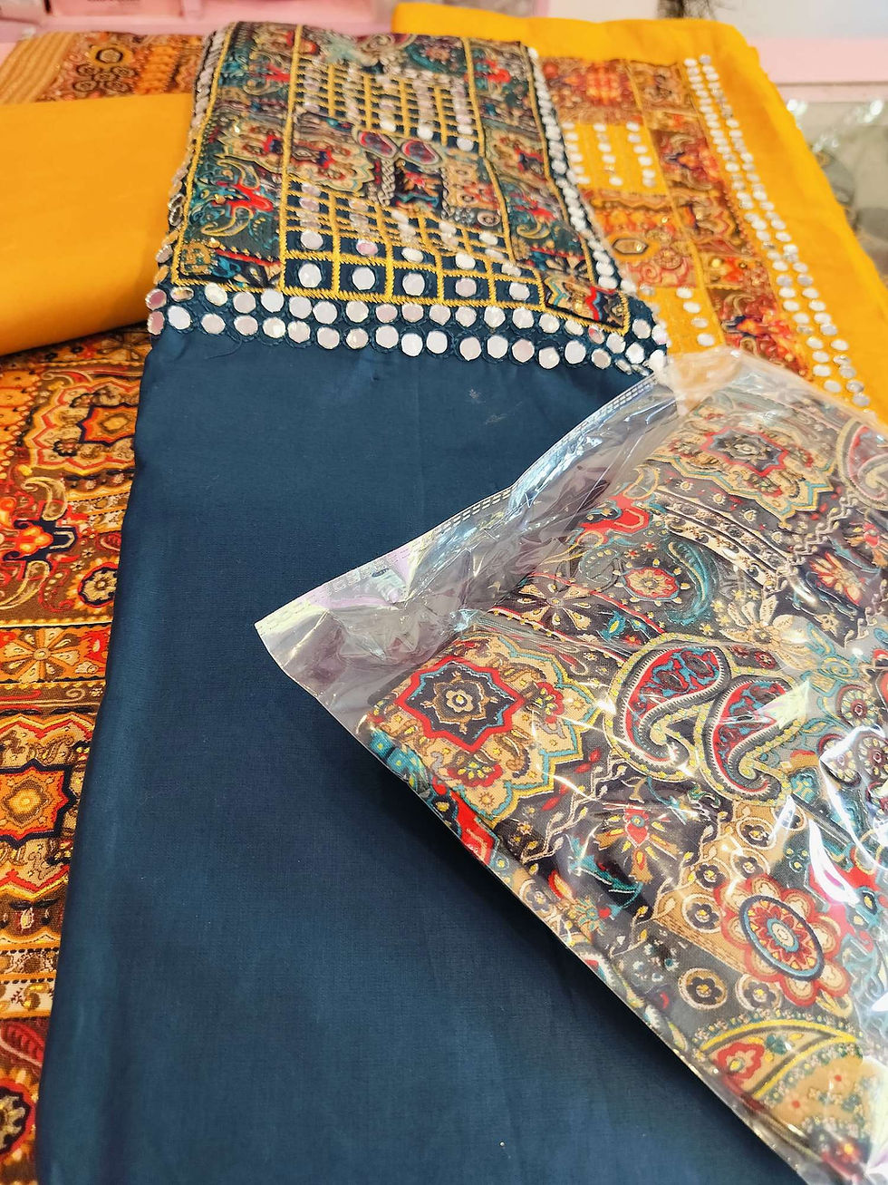 Thumbnail: Rayon cotton mirror work suit 