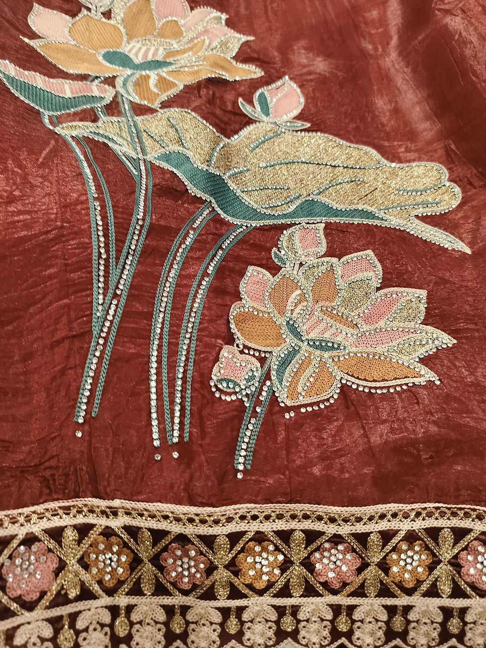 Thumbnail: Gold crush very light weight unstitched suit 