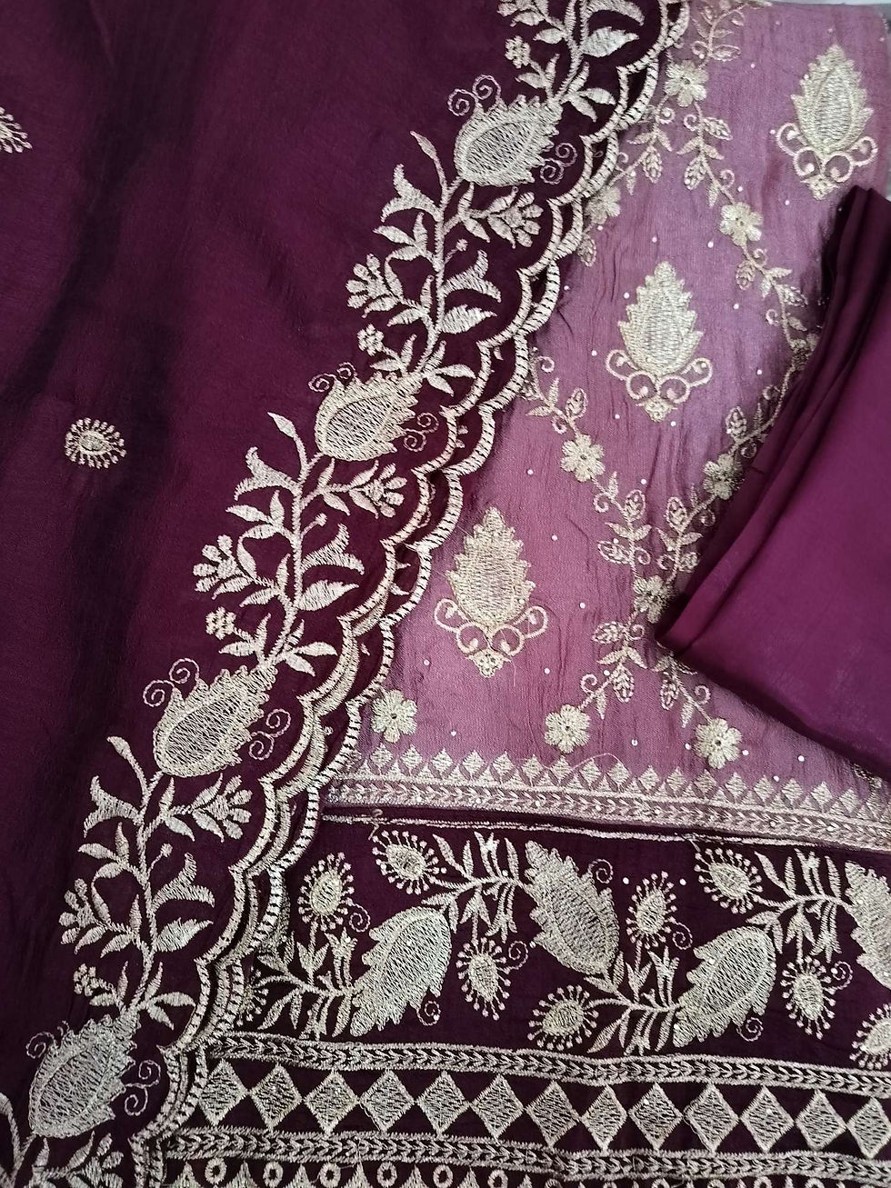 Thumbnail: Heavy jari work unstitched suits 