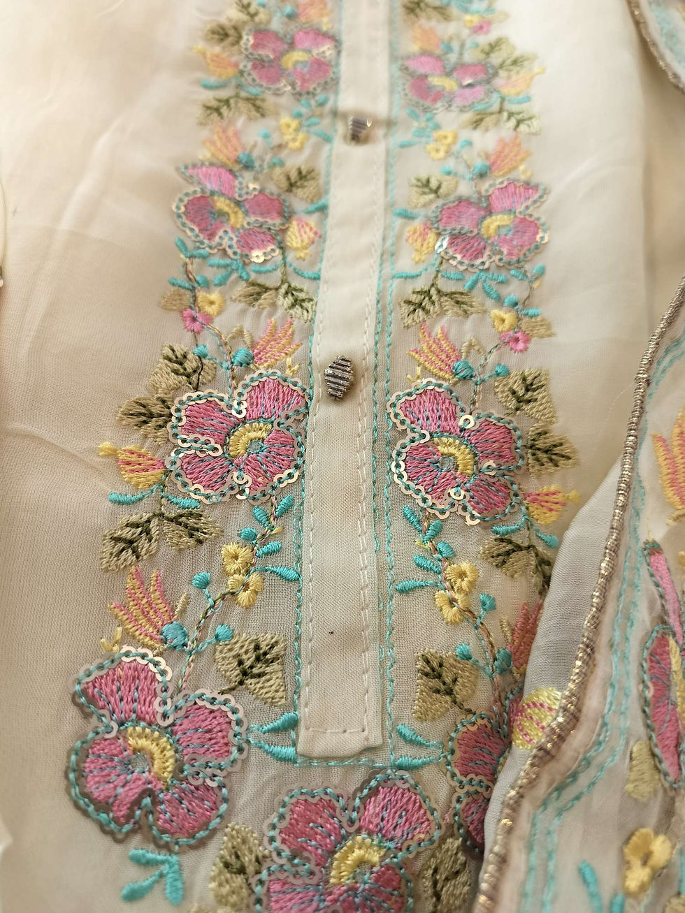 Thumbnail: Organza sequence work semi stitched suit 