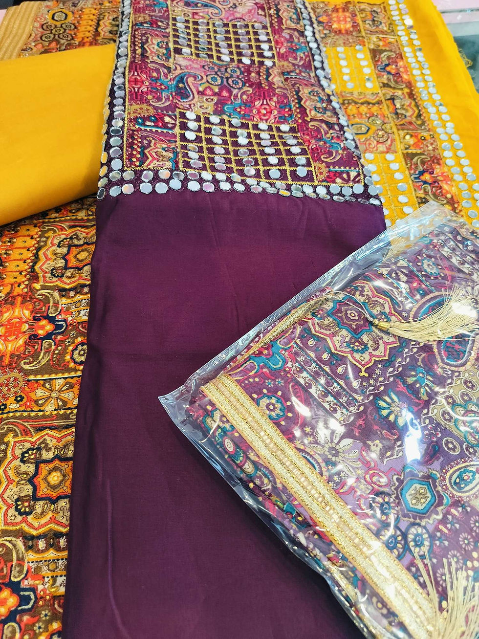 Thumbnail: Rayon cotton mirror work suit 