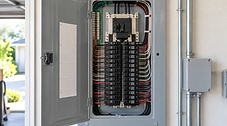 Residential electrical panel with circuit breakers