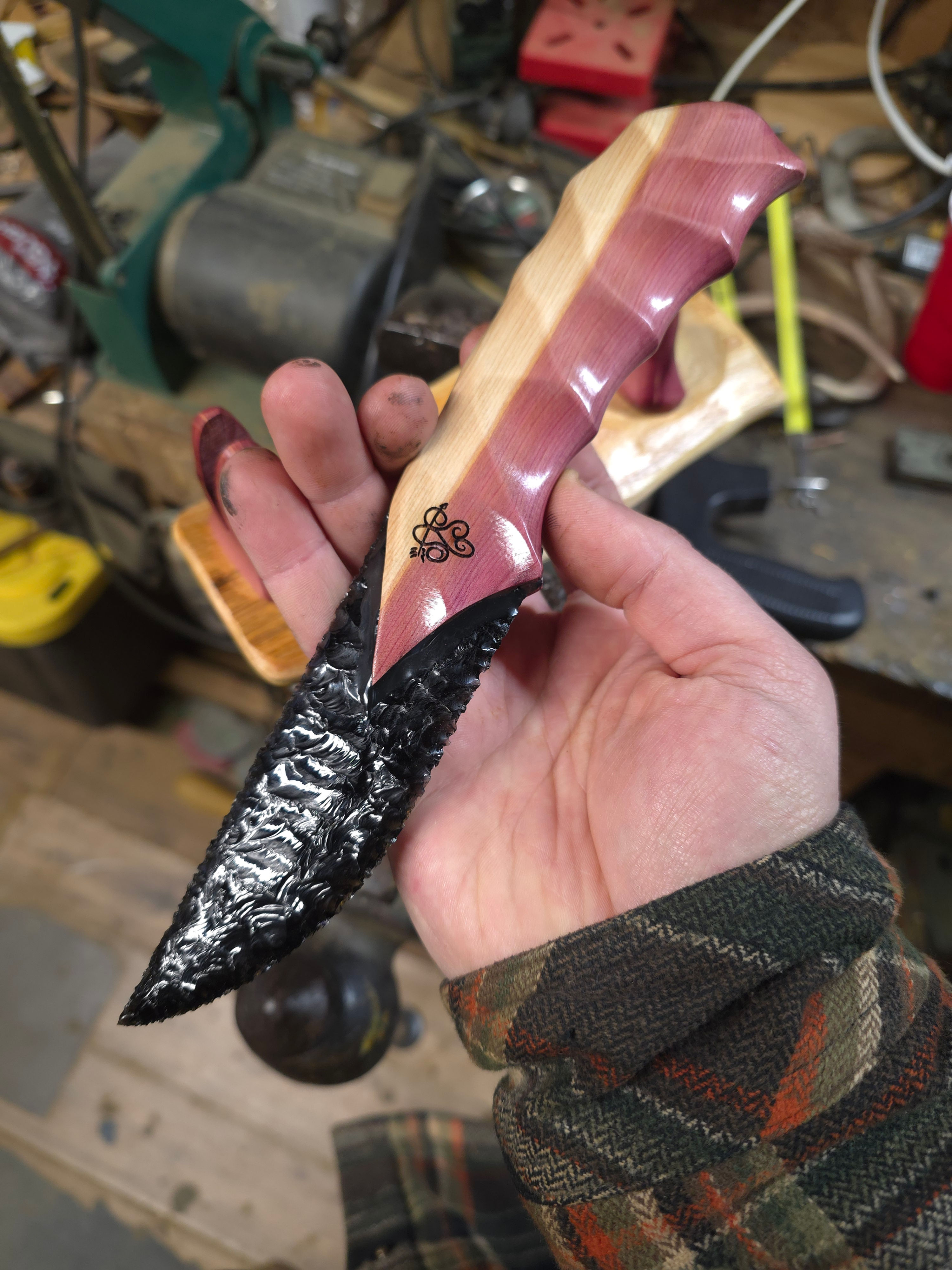 Black obsidian knife 