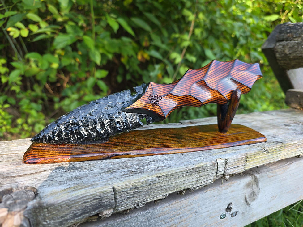 Thumbnail: Obsidian and Osage Dagger with Stand 