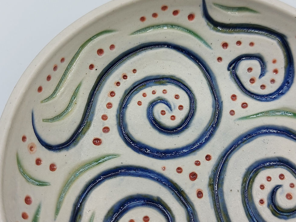 Thumbnail: Hand Thrown, Glazed and Carved Little Bowl in Stoneware Pottery