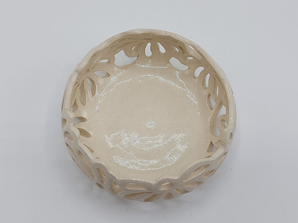 Thumbnail: Hand Thrown and Carved Cream  L.E.D or Candle Holder