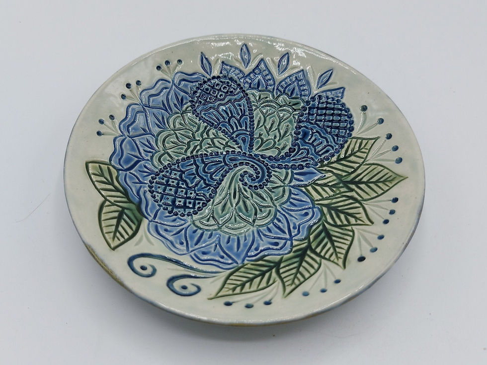 Thumbnail: Hand Thrown, Glazed and Carved Little Bowl in Stoneware Pottery