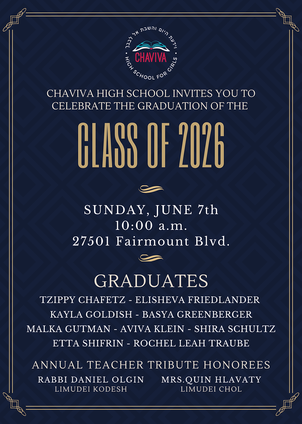 Chaviva High School's 6th Annual Commencement Ceremony