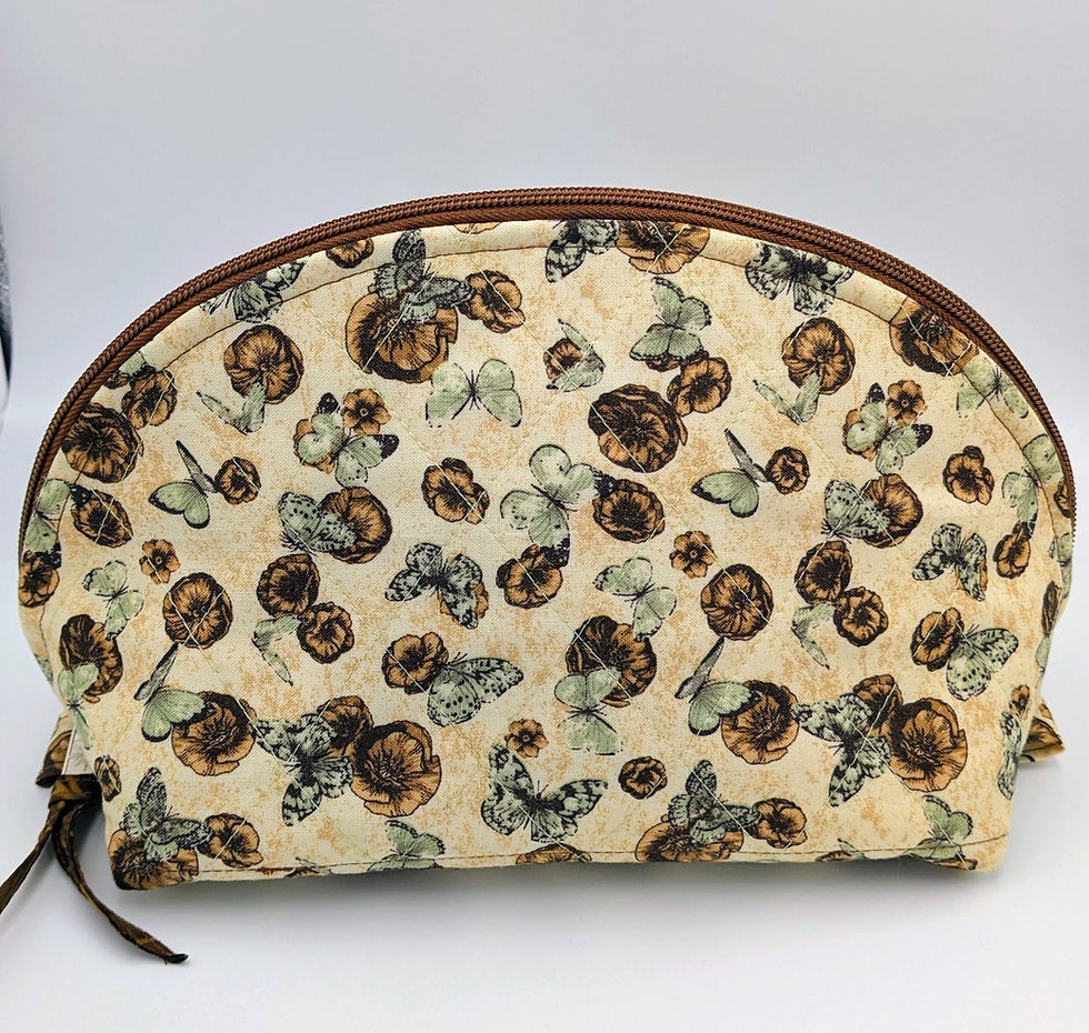 Thumbnail: Quilted Bronze Butterfly Zipper Pouch