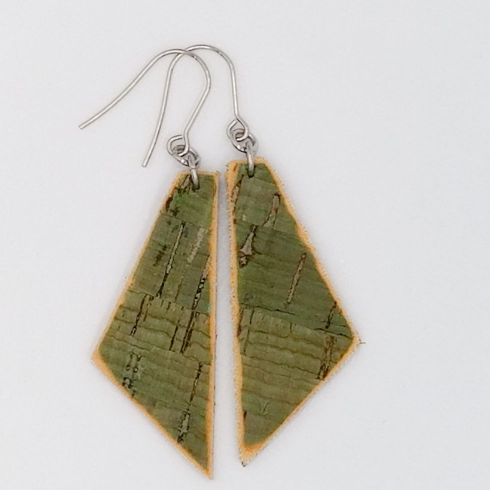 Thumbnail: Distressed Cork Fabric Wooden Earrings