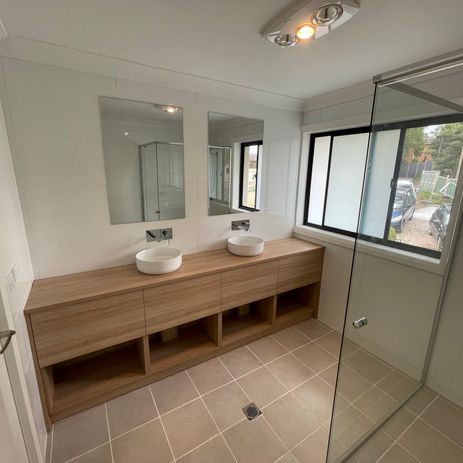 Custom timber double bowl vanity 