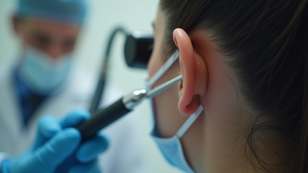 Close-up view of a medical ear examination tool