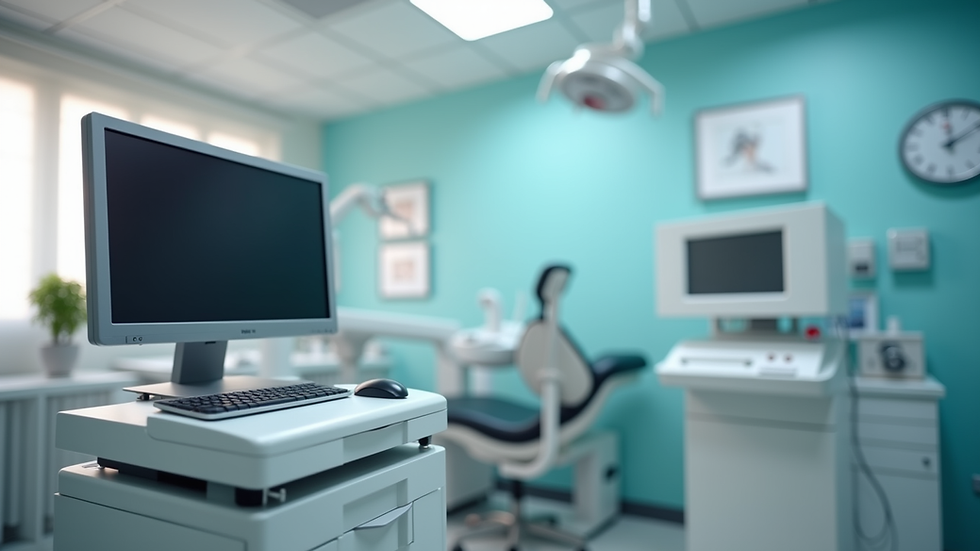 Close-up view of a modern clinic room with ear care equipment