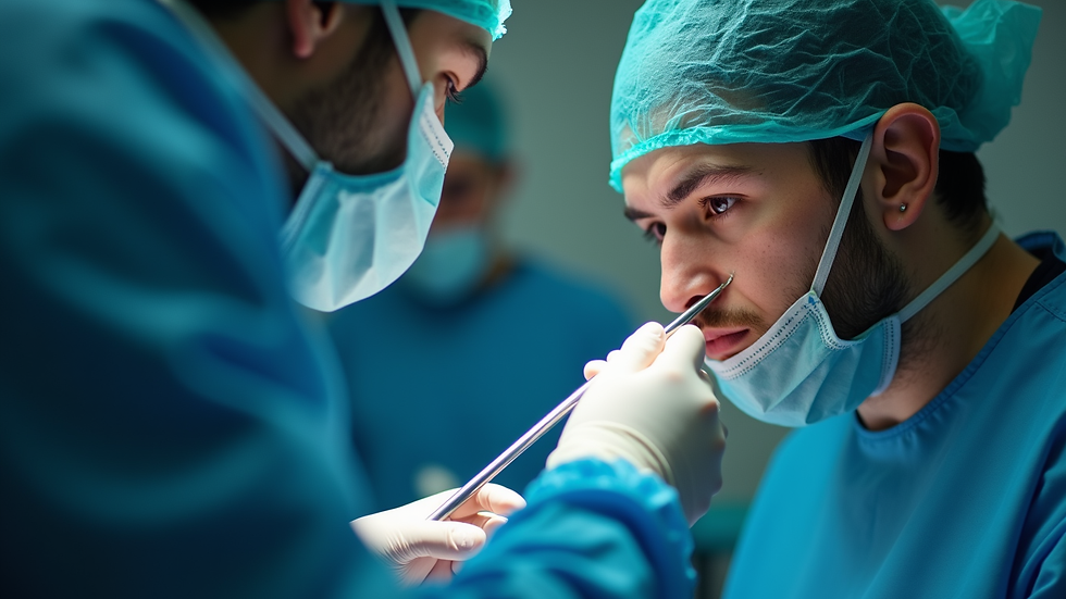 Eye-level view of a medical professional performing ear microsuction
