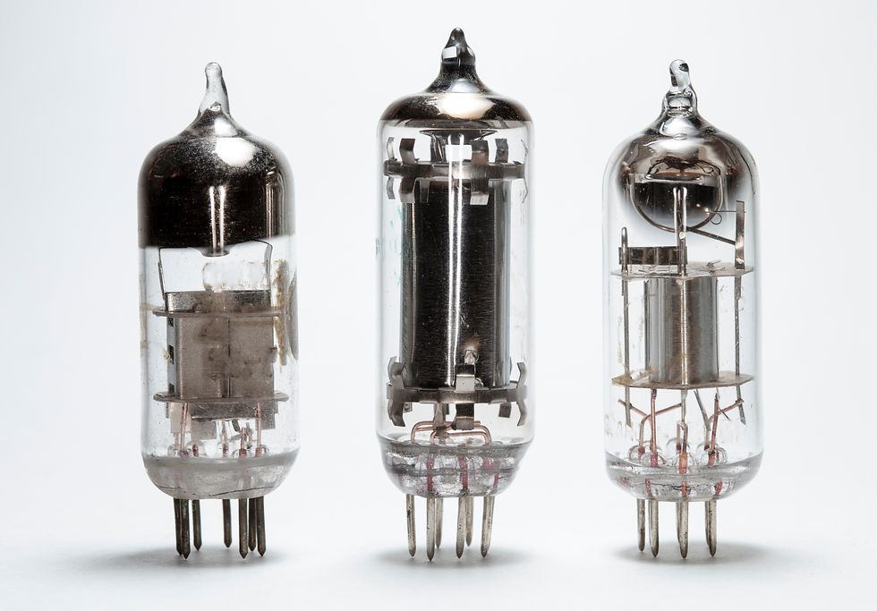 Three vaccuum tubes on a white background