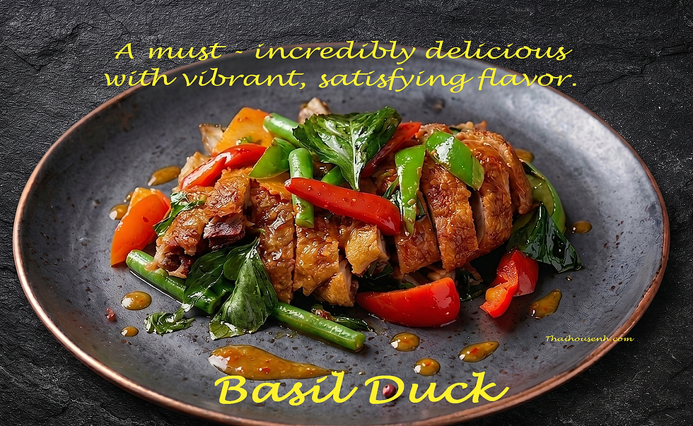 Crispy Duck Basil at Thai House Restaurant in Hampton