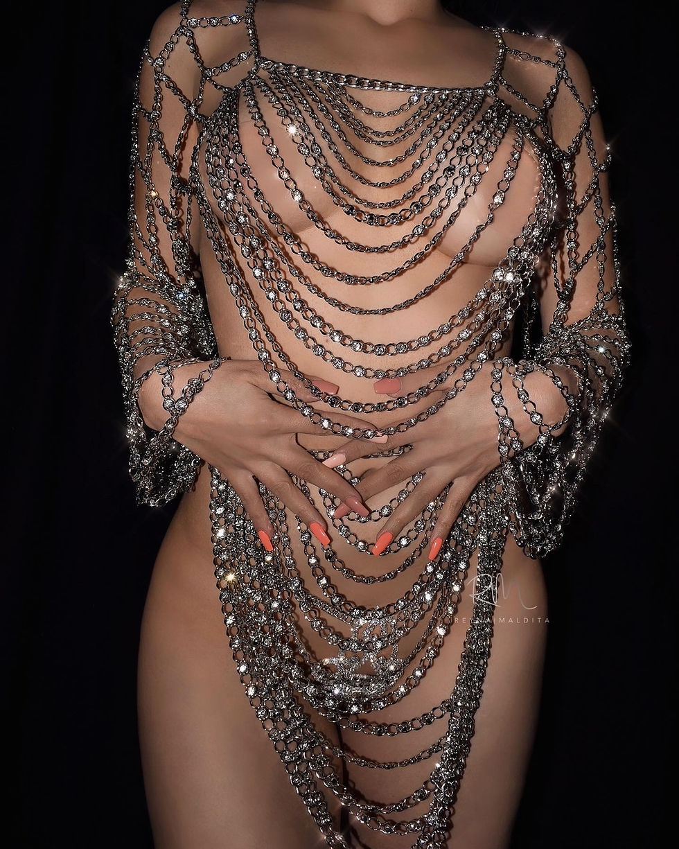 Premium Empress Chain Crystal Top By Reynamaldita Crystal Chain Top Inspired by Beyonce Crazy In Love Album Cover