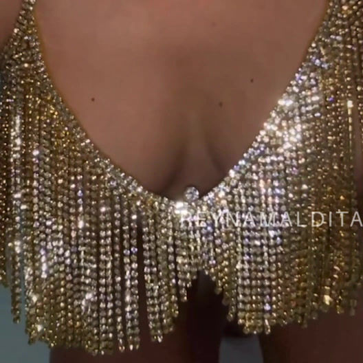 Thumbnail: Fringe Drip Crystal Bra - 2 Colours 